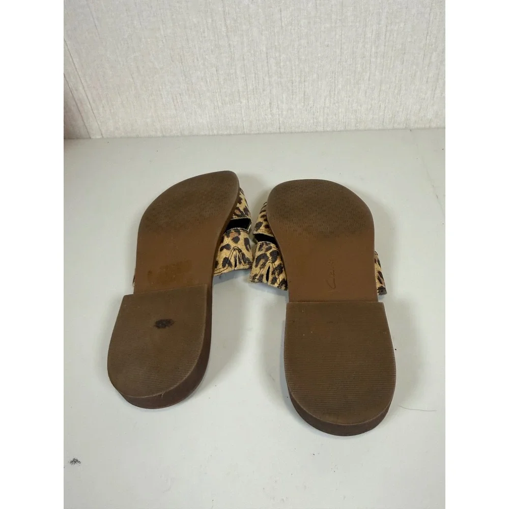 Clarks Declan Flo Leopard Print Flat Slide‎ Sandal Leather 8M